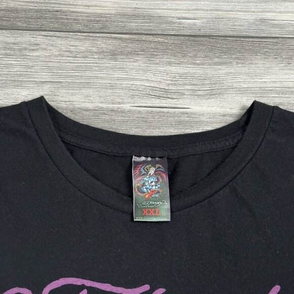 Crazy Y2K ED Hardy By Christian Audiger Kamikaze Skull Graphic T Shirt Grunge - Picture 5 of 5